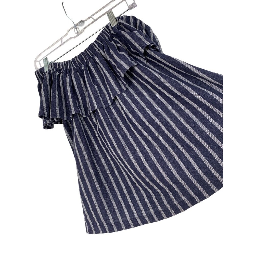 Banana Republic Blue & White Striped Off-Shoulder Top S RZ10405 GUC Crop